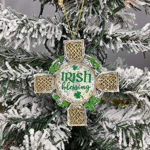 Christmas Tree Ornament-Irish Blessing With 4 leaf Clovers-The Bridge Collection